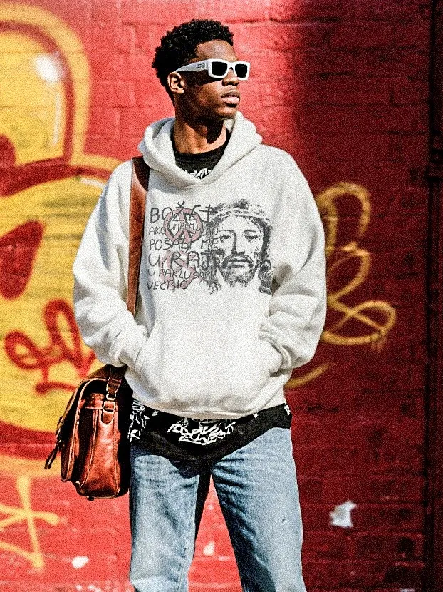 #SA96 SAINT Hooded Sweatshirt P180 Color: White Size: S-XL